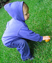 Julian finds an egg
