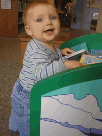 Nick checks out the board books