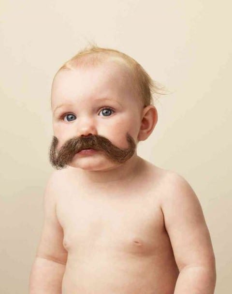 Real Mustache Baby Showers My daughter developed one after a few months too. My pediatrician said it is normal, especially if one of the parents has a darker skin. He advised that it will fall off on its own within a few years.