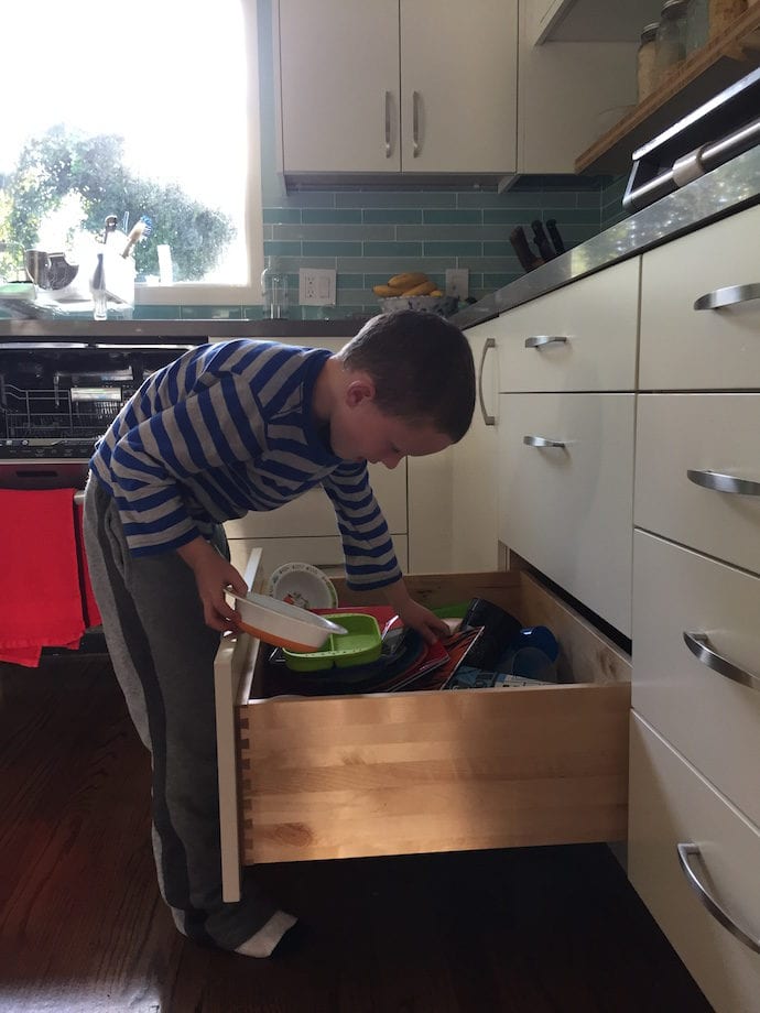 Kid-friendly kitchen: plan for a dishwasher emptying kid