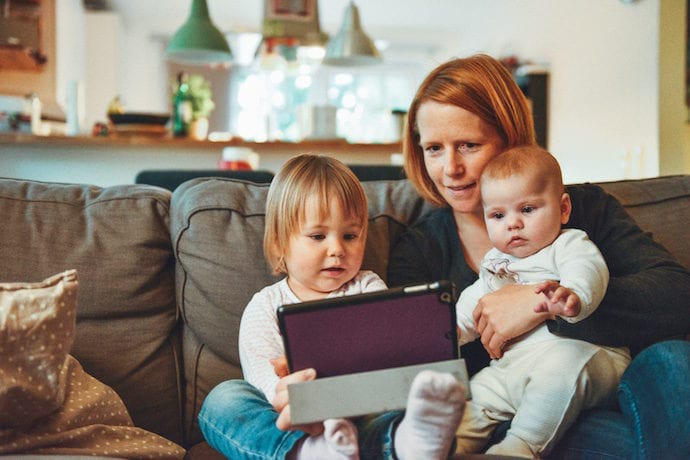 Together with baby and toddler